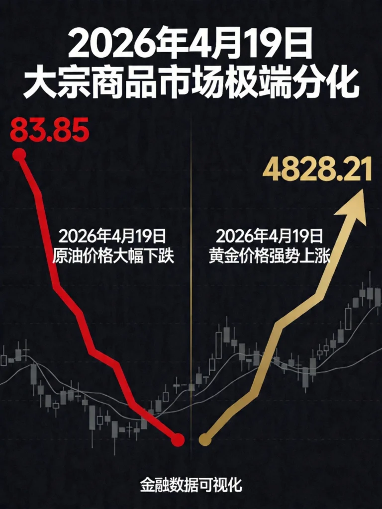 原油价格和黄金价格走势分化图,一个暴跌一个暴涨
